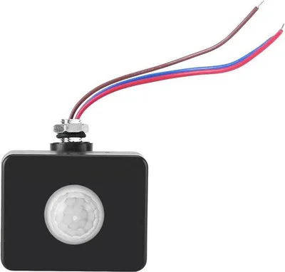 Zdjęcie produktu dla Zewnętrzny czujnik ruchu na podczerwień PIR, przełącznik ścienny 220 V, czarny