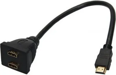 Produktbild von Goobay 68784 HDMI™ Kabeladapter, vergoldet, 0.1 m, Schwarz - 2x HDMI™-Buchse (Typ A) > HDMI™-Stecker (Typ A)