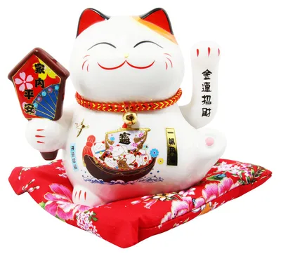 Produktbild von Glückskatze - Maneki-neko - Winkekatze aus Porzellan 15,5 cm weiß - Maneki Neko 02