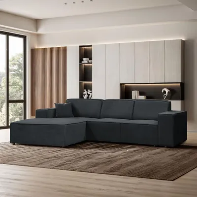 Produktbild von Ecksofa PEDRO L Dunkelgrau, 267x170 cm, Sofa L-form Breite Ottomane links, ohne Schlaffunktion