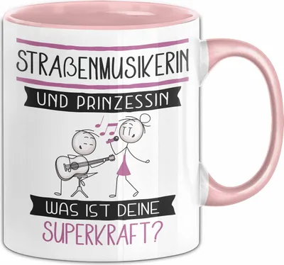 Produktbild von Straßenmusikerin Und Prinzessin Tasse Geschenk Für Eine Straßenmusikerin Geburtstag Was Ist Deine Superkraft (Rosa)
