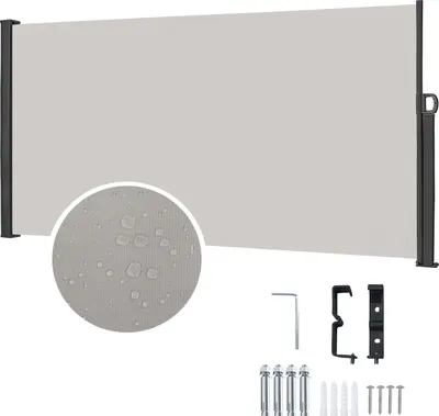 Obrázek produktu pro XMTECH 180x300cm boční markýza Jednoduchá boční markýza Výsuvná markýza Polyesterová ochrana proti slunci Soukromá zástěna, šedá