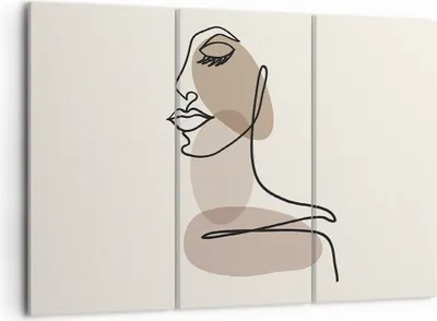 Produktbild von Bild auf Leinwand - Leinwandbild - 3 Teile - Zeichnung einzeilig Frau - 105x70cm - Wand Bild - Wanddeko - Wandbilder - Leinwanddruck - Bilder - Wanddekoration - Leinwand bilder - CE105x70-4612