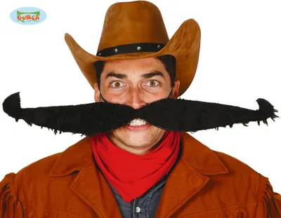 Immagine prodotto di Baffi da cowboy per feste di carnevale, accessori per il selvaggio west retrò, colore: nero