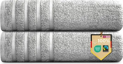 Produktbild von 2er Set Saunatücher Plain dunkelgrau 90x200 : Grau : 90x200