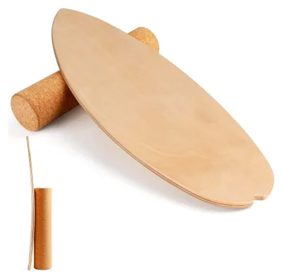 Produktbild von Balance Board, 15 mm dickes Balance-Board + 10 mm Korkrolle, maximale Belastung 150 kg, Indoor-Surfboard und Gleichgewichtsboard