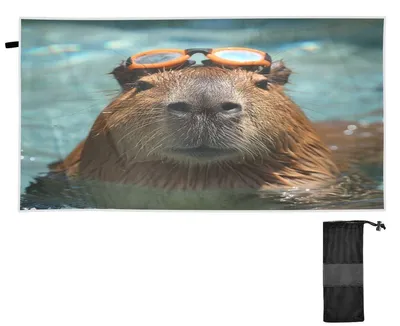 Produktbild von Niedliches Capybara Strandtuch - Großes Mikrofaser Handtuch, Schnelltrocknend und Sandfrei