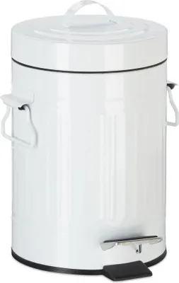 Produktbild von Famanu Mülleimer 3 l - Vintage - Metall - Pedal - Küche & Badezimmer - Weiß