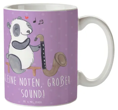 Produktbild von Mr. & Mrs. Panda Kaffeetasse Bassklarinette Sound - Lavendeltraum - Geschenk, Spielen lernen, Musik, Teetasse, Musiker, Musikinstrument, Becher, Orchestermusik, Humor