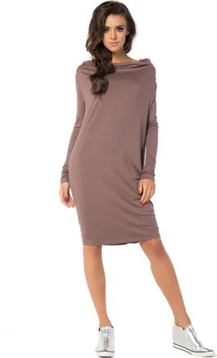 Produktbild von Damen Mini-Kleid klassisch Langarmkleid; Cappuccino/L/XL 40/42