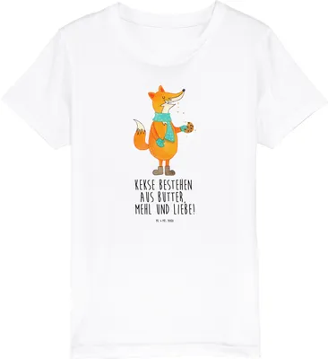 Produktbild von Mr. & Mrs. Panda Kleinkinder T-Shirt Fuchs Keks 9-11 Jahre (134/146) - Weiß - Geschenk, Winter, Liebe, Weihnachten, Jungen, Weihnachtlich, Kinder Bio, Frieren, Teenager