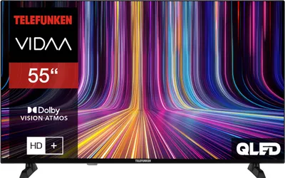 Telefunken Fernseher 55 Zoll QLED Smart TV VIDAA 4K UHD HDR Dolby Vision, HD+ 6 Monate, Triple-Tuner