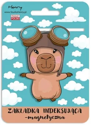 Immagine prodotto di Segnalibro magnetico, con l'immagine di un capibara aviatore
