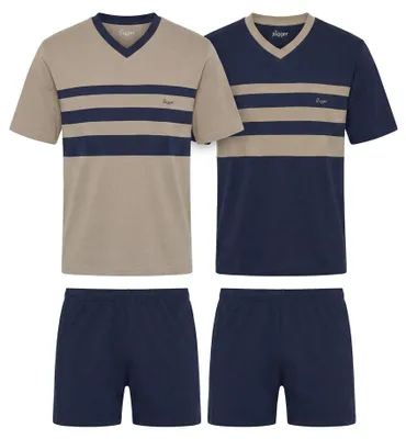 Produktbild von LE JOGGER Pyjama 4 -teilig marine, beige Größe 52/54, KI-generiertes Bild