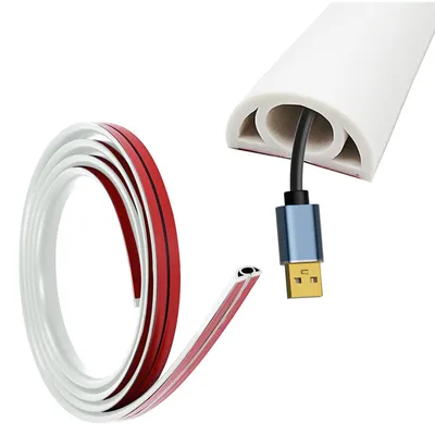 Produktbild von Kabelkanal Selbstklebend 5M Flexibler PVC Bodenkabelschutz, für alle Netzkabel Haus,Schule,Büro,Lager Konzert und Verhinderung von Stolperfallen