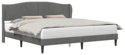 Produktbild von vidaXL Bettrahmen mit Kopfteil Dunkelgrau 200 x 200 cm Samt