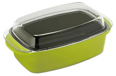 Image de Plat à rôtir avec couvercle, revêtement antiadhésif, passe-four, en fonte d'aluminium et verre, lavable au lave-vaisselle, plat à rôtir pour oie, vert, 10036930, 15 x 39,5 x 22,5 cm