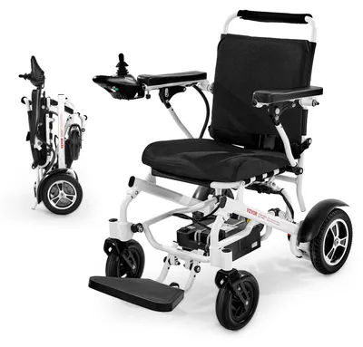 Immagine prodotto di Sedia a rotelle elettrica VEVOR per adulti, 136 kg di portata, sedia a rotelle motorizzata pieghevole e leggera, 21 km di autonomia, scooter medico, portatile per anziani e disabili, 930x590x940 mm