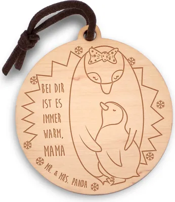 Produktbild von Mr. & Mrs. Panda schlüsselanhänger paar Pinguin Mama - Geschenk, Holzanhänger, Muttertag, Partner, Pärchen Anhänger, Schlüsselring, Geburtstag, Liebe, Weihnachten, Holz