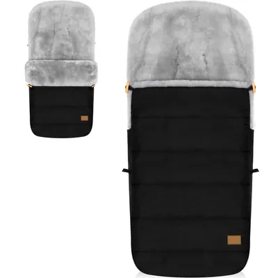 Produktbild von Fillikid Winterfußsack Lammfellfußsack für Kinderwagen Buggy Jogger Kinder Fußsack (Schwarz/Grau)