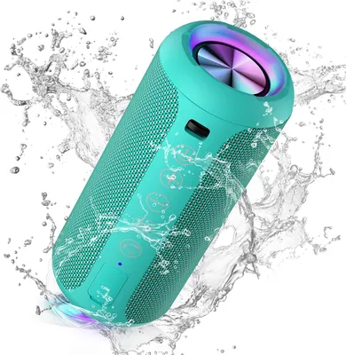Produktbild von Tragbarer Ortizan Bluetooth Lautsprecher mit LED-Licht, IPX7 Wasserschutz, 360° Surround Sound, Freisprechfunktion, AUX und TF-Slot für kabellosen