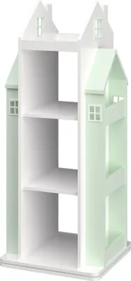 Produktbild von Drehbares Kinderregal 'Vipsali' in Hausdesign 108 x 40 x 40 cm Mintgrün / Weiß