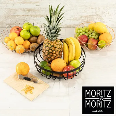Produktbild von Schwarze Metallfruchtschale 25 cm - Korb für Geschenke, Früchte, Gemüse und Brot