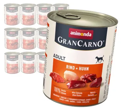 Zdjęcie produktu dla Animonda GranCarno Adult 12x800g Mokra Karma Dla Psa z Wołowiną i Kurczakiem