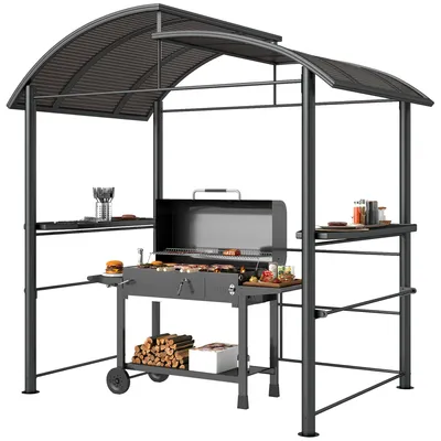 Produktbild von Grillpavillon Grilldach Grilldach, wetterbeständig, 240 cm x 150 cm x 230 cm, Gelbbraun + Dunkelbraun