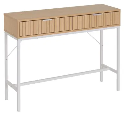 Konsolentisch mit 2 Schubladen, PB/Metall, 60x48x190 cm, natur