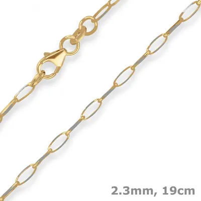 2-3mm-Armband-Fantasiekette-aus-375-Gold-gelb-weiß-19cm