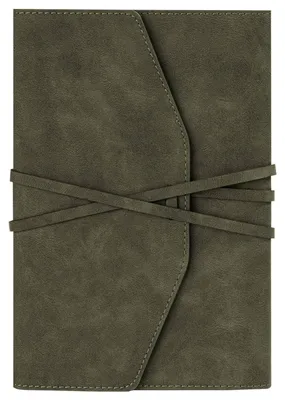 Obrázek produktu pro Zápisník A5, prázdný, pro scrapbooking, kožená vazba, vintage styl, možnost doplnění papíru, zelený, rozměry 15 x 21,8 cm, papír: 120g, kraft