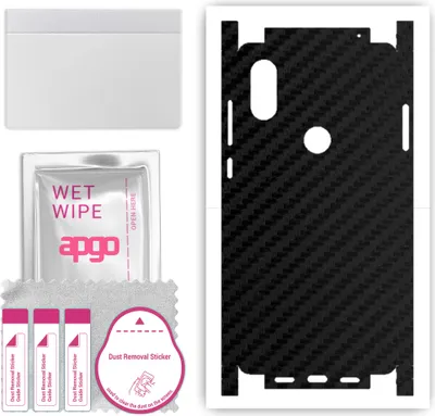 Produktbild von apgo Rückseite + Seiten Schutzfolie, Skin, kompatibel mit Xiaomi Mi Mix 2S, Hinten Displayschutzfolie aus Vinylfolie, kratzfest, einfache Montage - Schwarzer Kohlenstoff