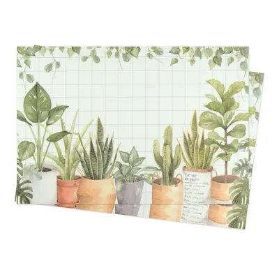 Zdjęcie produktu dla zestaw 2 podkładek Podkładki na stół Dekoracja stołu Kaktusy Zielone rośliny 45 x 30 cm
