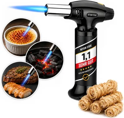 Produktbild von Lötbrenner - einstellbare Flamme - Bunsenbrenner - Crème Brulée, Gebäck - Schwarz XL