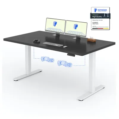 Immagine prodotto di FLEXISPOT E1 Pro Scrivania regolabile elettricamente in altezza 160x80cm 25MM PIASTRA SINGOLA DESK Doppio motore 120KG capacità di carico 4 posizioni di memoria, nero