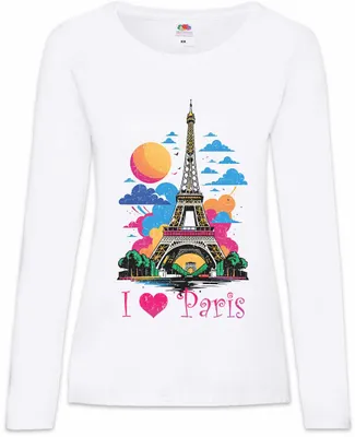 Produktbild von Urban Backwoods I Love Paris, Damen Langarmshirt, Farbe: Weiß, Größe: L