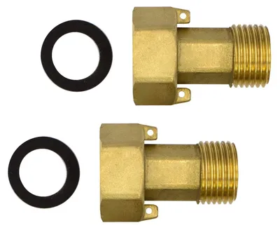 Immagine prodotto di Raccordi per contatore dell'acqua, filettatura da 3/4" (femminile) x 1/2" (maschile), confezione da 2 pezzi