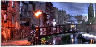Produktbild von Bilder auf glas - Architektur Altstadt Stadt Fluss - 120x50cm - Glasbilder - Wandbilder - Kunstdruck - zum Aufhängen bereit - Wanddekoration aus Glas - Glas Bilder - Wandbild auf Glas - GAB120x50-0500