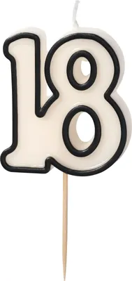 Immagine prodotto di Candela di compleanno numero 18 candela numero 5,5cm bianco / nero
