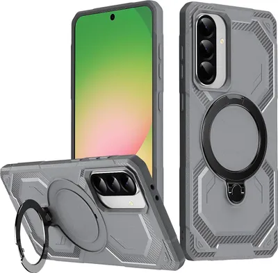 Image de Étui MagSafe pour Samsung Galaxy A36/A56 - Coque arrière Phonesta IronLock avec anneau - Gris