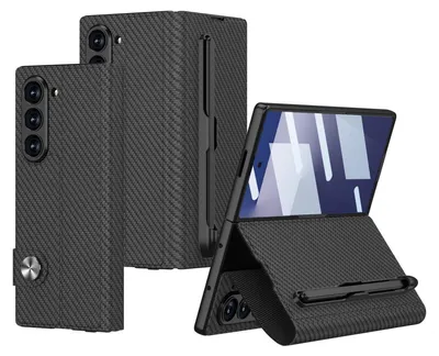 Produktbild von Für Samsung Galaxy Z Fold7 5G GKK Integrierte Flip Lederhülle Stifthalter Carbon