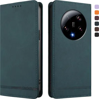 Produktbild von Hülle für Xiaomi 13 Ultra, Retro Kunstleder Ständer Klapphülle mit Kartenfächer und Magnetische Grün