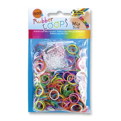 Produktbild von folia 339609 Rubber Loops Loom Gummibänder, 600 Teile, Mix, bunt, 600-teilig (1 Set)