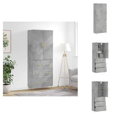 Produktbild von vidaXL Highboard Betongrau 69,5x34x180 cm Holzwerkstoff -  Sideboards