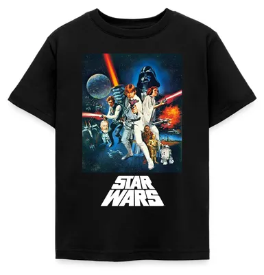 Produktbild von Star Wars Retro Motiv Kinder T-Shirt, 122/128 (7-8 Jahre), Schwarz