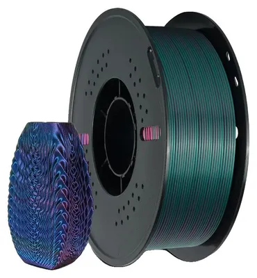 Obrázek produktu pro Filament pro 3D tisk, tříbarevný s hedvábným povrchem, hladké vytlačování, 1 kg červená-zelená-modrá