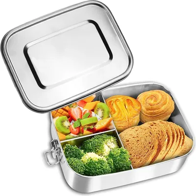 Produktbild von Edelstahl Brotdose, 1400ml Lunchbox Edelstahl Auslaufsicher Brotbüchse Jausenbox