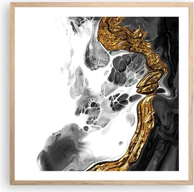 Produktbild von Gerahmtes Poster - Rahmen in heller Eiche - Abstraktion verschüttet Kontrast - 60x60 cm - Wand Bild - Wanddeko - Wandbilder - Kunstposter - Wandposter - Bilderrahmen - Bilder - P2NAC60x60-4498
