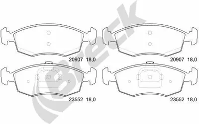 Produktbild von BRECK Bremsbeläge Satz Vorne Bremsklötze für FIAT PUNTO (188) 23552 00 702 00